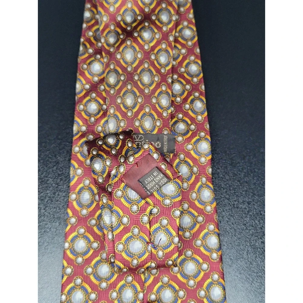 Valentino Men's Necktie Burgundy Geometric Silk 3.75